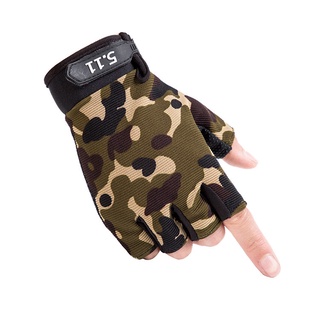 Luva Meio Dedo Unissex Antiderrapante Camuflada Para Uso Externo / Acessórios Fitness Esporte