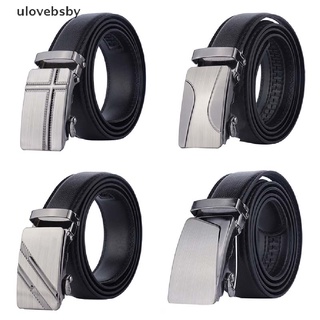 [ulovebsby] Automatic Buckle Belt Men's Leather Belt Business Fashion Belts Black 110cm .
