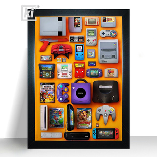 Quadro Poster Retro Game Arte Consoles Nintendo com moldura