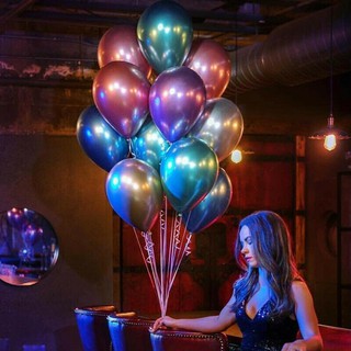 Balões Bexiga Grande Platino Tamanho 10 Cromado Metalizado Opções de Cores 12 unidades
