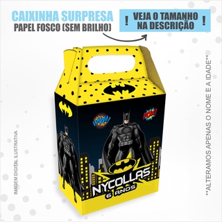 Kit Com 10 Caixinha Surpresa Personalizada Batman Herois Aniversario Lembrancinha Infantil
