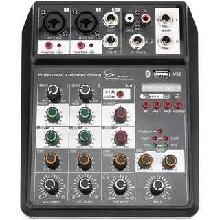 Misturador Com Placa De Som Para Gravação De Pc Canto Mini Mixer De Áudio Usb Compact Audio DSP 4 Canal