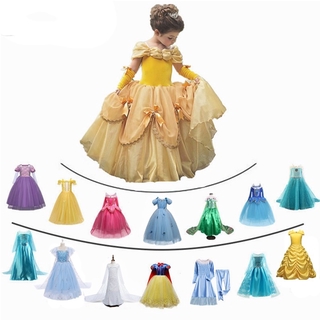 Wfrv Fantasia Vestidos De Princesa Menina Beleza Belle Cosplay Neve Traje Do Natal Das Bruxas Princesa Vestir Roupas Para Crianças Do Partido (1)