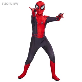 ♕♀Longe De Casa Do Homem Aranha Traje Cosplay Peter Parker Zentai Suit Superhero Bodysuit Macacão Traje De Halloween (9)
