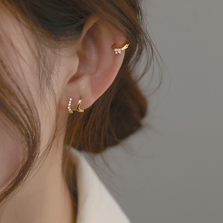Brincos de diamante de prata S925 feminino V diamante versão coreana de simples bolinhas brincos de osso de orelha brincos acessórios de moda
