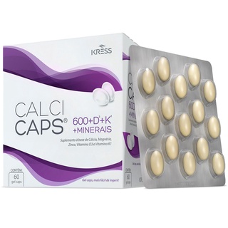 Calcicaps Cálcio 600 + D3 + K1 + Minerais 60 Gel Caps Kress