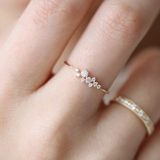 Anéis Femininos Anel 3 Diamantes De Cristal / Prata Esterlina Simples Com Zircônia