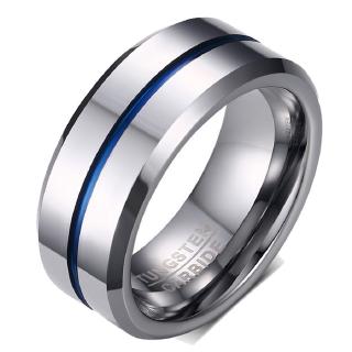 Aço Inoxidável Linha Azul Anel De Carboneto De Tungstênio Casamento Banda 8mm Tungstênio | Stainless Steel Blue Line Tungsten Wedding Band 8MM Tungsten Carbide Ring