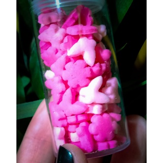Confeitos de açúcar (sprinkles) - Borboletas e Flores rosa - Grande