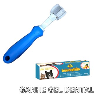 Escova de Dente Para Cachorro e Gato 360 Graus + Gel Dental 60g de Brinde (1)