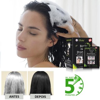 Shampoo Tonalizante, Cabelos brancos e grisalhos, escurecedor de fios Black Hair Original - 25ml (1)