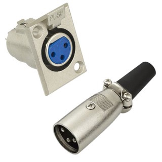Conector Plug XLR Canon Painel Femea + Canon Macho Metal Cabo (Par)