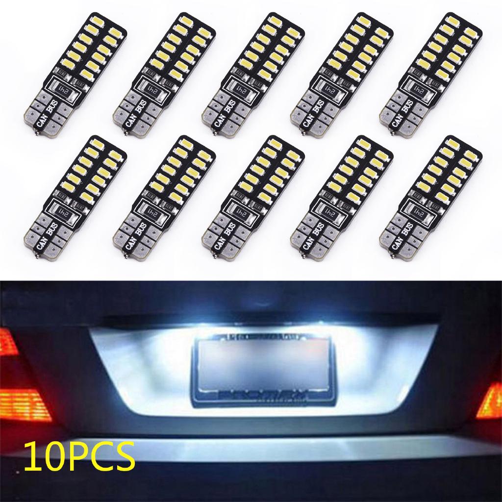 License Plate Lights 10pcs W5W 3014 24SMD DC 12V 194 T10 LED Canbus Error Free Lamps Reading Light High Quality (1)