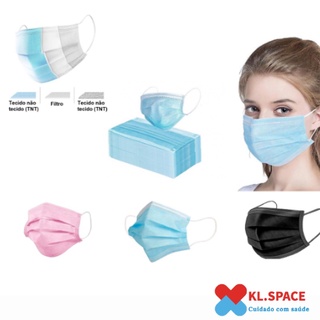 KIT 50 mascara descartável facial três camada tripla kit com 50 unidades com pacote fechado KL1008 (3)