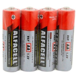Kit 4 Pilhas Comum Alfacell Bateria AA/AAA Pequena Alta Resistência - 1,5v
