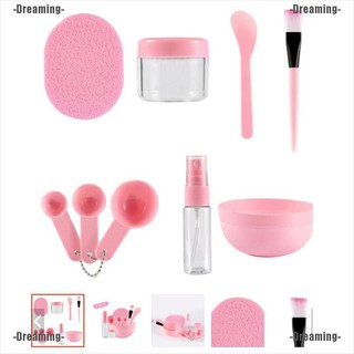 Dreaming ❤ 9 Pcs/Set DIY Facial Mask Tools Kit Bowl Brush Spoon Stick Bottle Sponge Homemade Makeup Beauty Tool