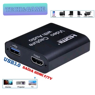 Placa de captura de vídeo HDMI USB 3.0 (+1saída hdmi) (1)