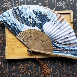 Japonês Sunmi Leque Azul Dobrável De Bolso Asiático Hokusai (1)