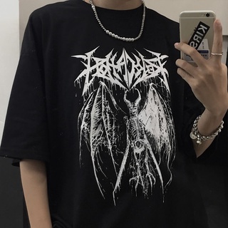 Camiseta gótica masculina Harajuku Top retrô de manga curta