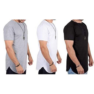 Kit C/3 Unidades Camiseta Masculinas Long Line Oversize Swag