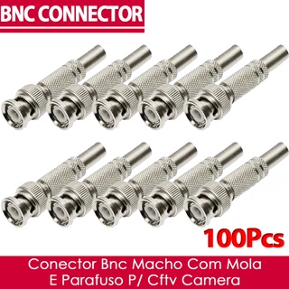 Conector Bnc Com Mola E Parafuso P/ Cameras Cftv 100 Unidades