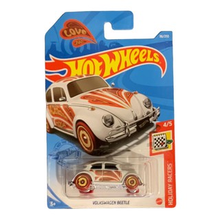 Miniatura Carrinho Hot Wheels Volkswagem VW Fusca Beetle Branco - Holiday Racers 4/5