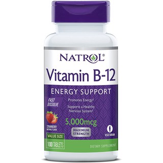 Vitamina B12 5000mcg 100 Tablets Natrol Original Usa 5.000mcg Sublingual Morango