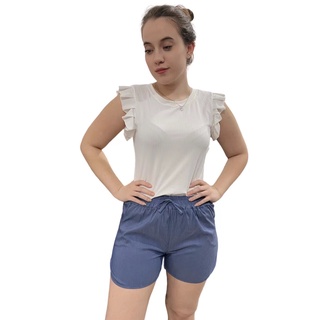 Kit3 Shorts Feminino Jeans Cintura Elástico C Bolsos Verão