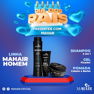 Kit Capilar Masculino Homem MaHair com 3 Produtos Shampoo 2 em 1 + Gel + Pomada cabelo e barba (2)