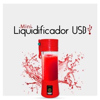 Mini Liquidificador VERMELHO Portátil Juicer 6 Lâmina USB 380ML