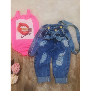macacão jardineira infantil salopete jeans infantil-menina Infantil mini diva blogueira roupa infantil menina (6)