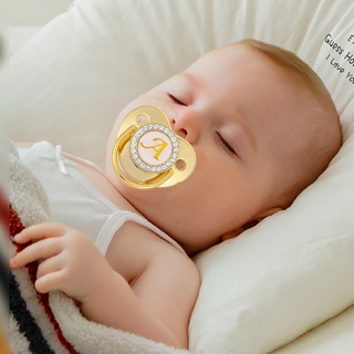 Chupeta de bebê 26 letras nome silicone infantil mamilo ouro bling newborn (7)