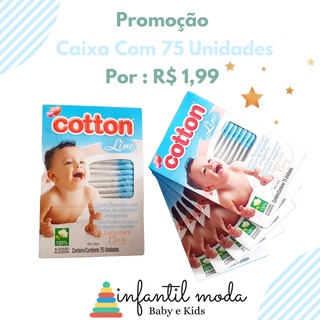 Cotonete Antigerme para Bebe Hastes Flexíveis Baby Care caixa c/ 75 Unidades Azul