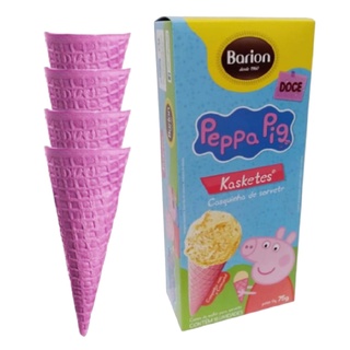 Deliciosas Casquinhas rosas para sorvete 75g - Kaskete Peppa Pig Barion 18un