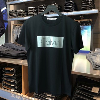 Camiseta Calvin Klein De Algodão Simples Com Gola Redonda E Manga Curta Com Estampa De Texto All-Match