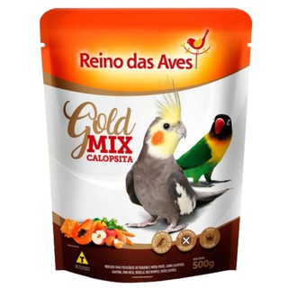 Kit Ração Extrusada Megazoo Para Calopsita E Periquito Pm13 350g + Gold Mix de Sementes 500g - Reino das Aves (6)