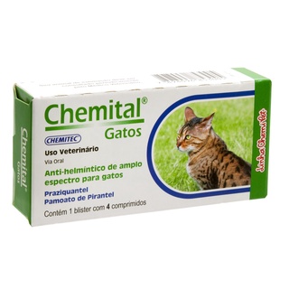 Vermifugo Chemital Gatos - 4 Comprimidos