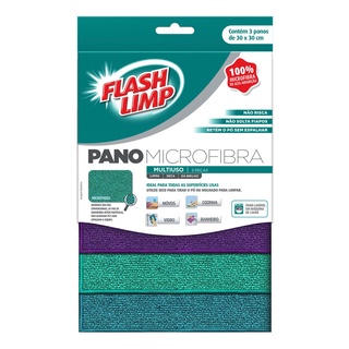 Pano Multiuso Microfibra 30cm X 30cm Flash Limp Fl6742 C/3