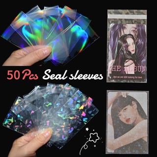 50 Pçs / Set Selo Transparente Mangas Laser Flashing Card Film Protector Para Kpop Foto Cartão Holográfica Ygo Mtg