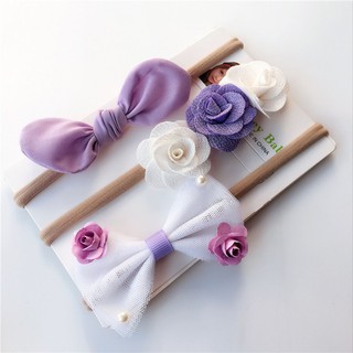 3Pcs/Set Baby Hair Accessories Lace Flower Headband Baby Girl Headbands Children Cute Bow Elastic Hairband