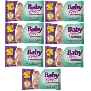 Kit com 7 Lenços Umedecidos Baby Free Toalha Umedecida Qualybless 7 Pacotes com 50 unidades (Total: 350 lenços) (1)