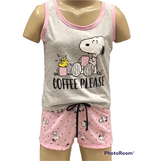 Pijama baby dool Snoopy infantil juvenil feminino de malha algodão regata verão tematico