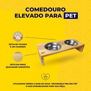 Comedouro Bebedouro 2 Pote Inox Pet Cachorro e Gato Elevado Suspenso (1)