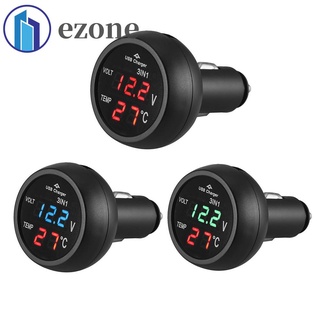 Ezone 3 Em 1 12 / 24 V Car Auto Voltímetro Digital Led Caliber + Termômetro + Carregador Usb (1)