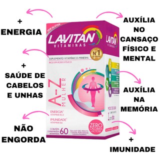 Lavitan Mulher c/60 Capsulas Rosa Vitamina Cabelo, Unha, Pele, Memória Promoção (2)