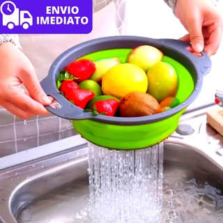 Escorredor Dobravel Retratil de Silicone para Macarrão Massas Legumes Saladas e Frutas de Cozinha e Restaurante (3)