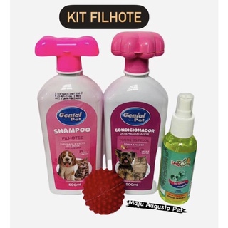 Kit Banho para Filhotes Cães e Gatos - Shampoo e Condicionador Todos os Pelos Colônia Genial Pet