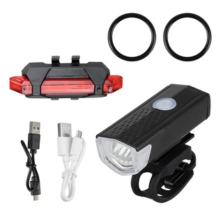 Luz de bicicleta USB recarregável 300 lúmens luz de bicicleta LED farol dianteiro lanterna traseira ciclismo lanterna de advertência acessórios de bicicleta