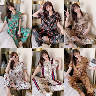 Desenhos populares pijamas de seda cetim feminina de manga curta pijamas femininos pijama femininos
