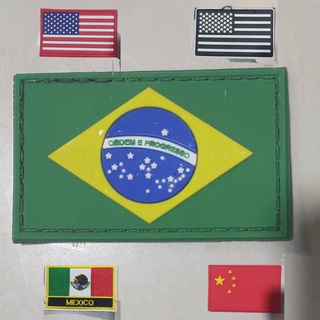 BR / CN / EUA / MX / RU Adesivo De Velcro Bandeira Removível Patches